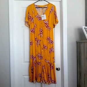 Lulus midi yellow multi Womens dress.